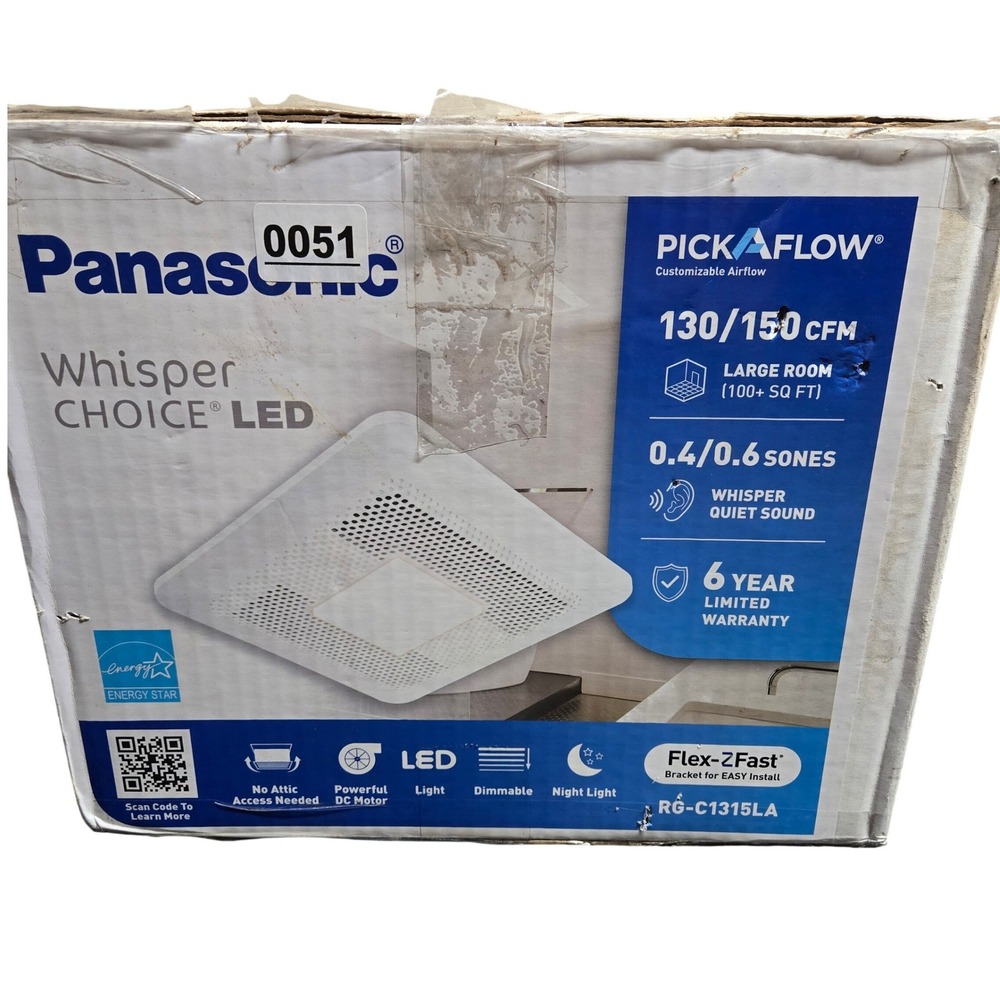 Panasonic RG-C1315LA WhisperChoice LED Bathroom Fan Pick-A-Flow 130/150 CFM